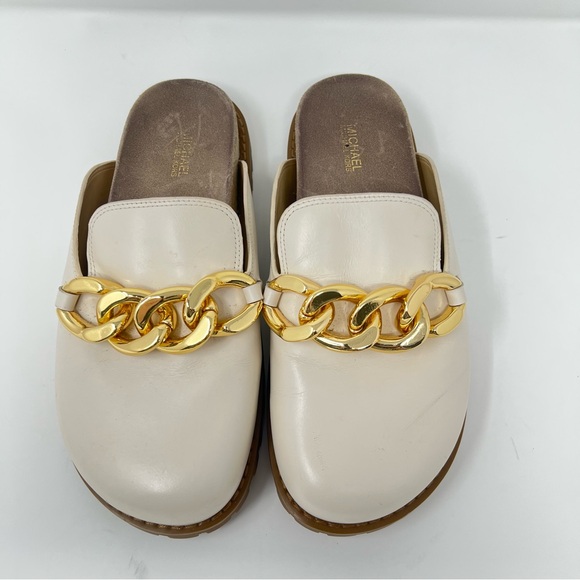 Michael Kors Cream Mules with Gold Chain - Picture 5 of 9